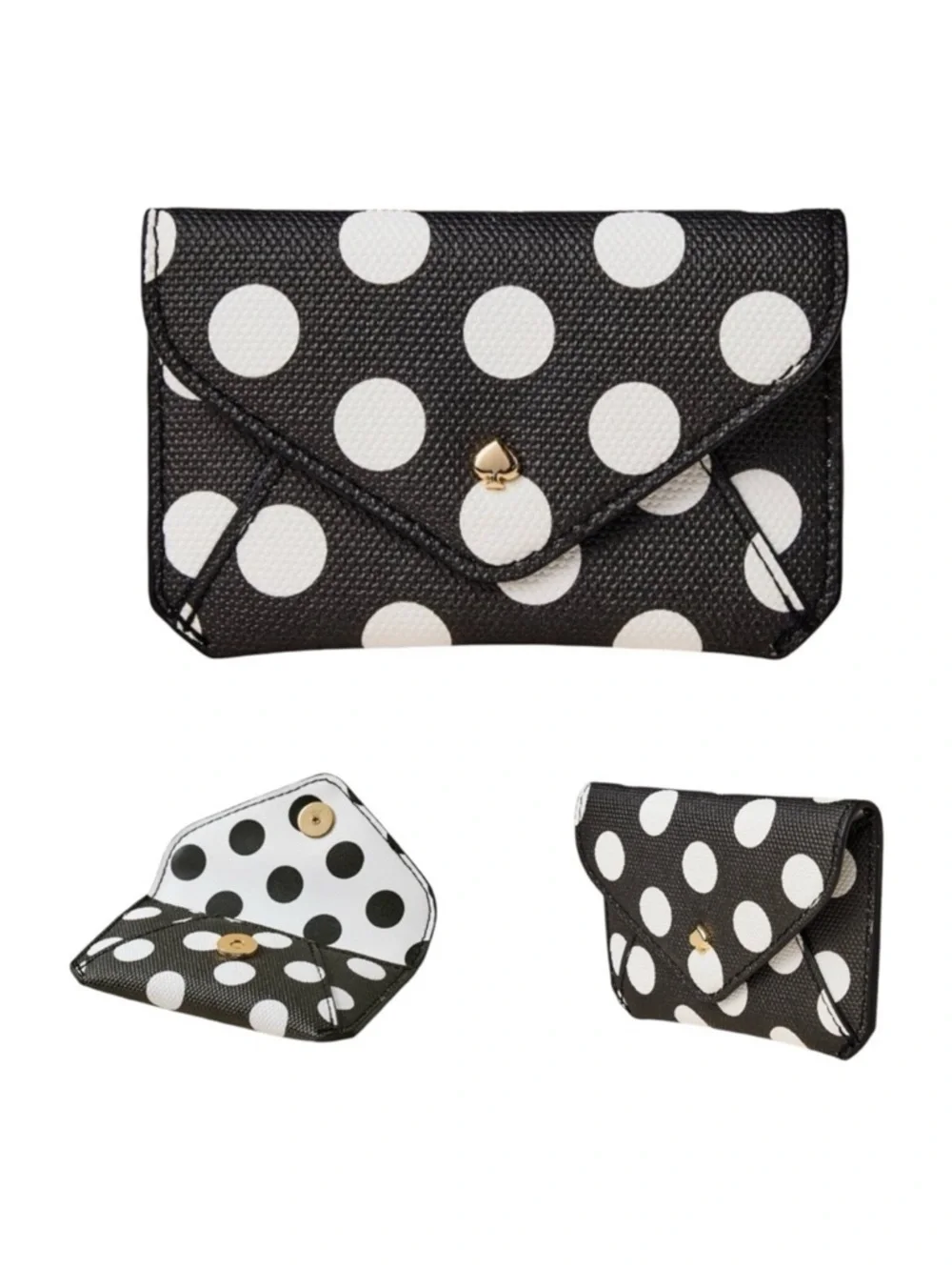 Kate Spade LIMITED EDITION Black and White Polka Dot Envelope Card Case